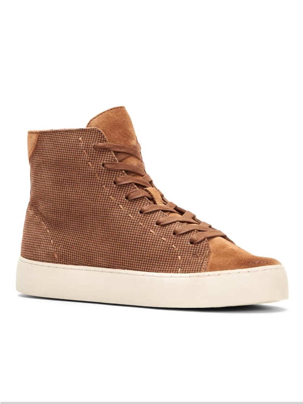 Frye Women's Lena High Tops Sneakers Camel Lace Up Leather Suede Tan Size 8